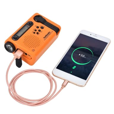 Hätäradio LED-taskulamppu 2000mAh akku Käsikampi Solar