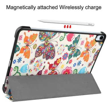 iPad Air 11 (2024) Kotelo Auto Herää / Nuku Kolminkertainen Taittojalusta Tabletin Suoja - Butterflies