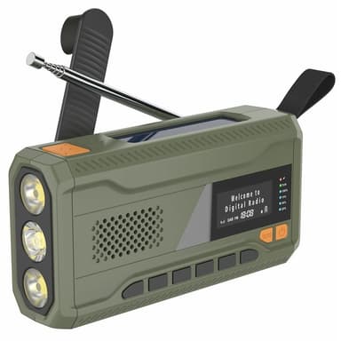Solar Power Käsikampi DAB FM Radio Taskulamppu 4500mAh Power Bank