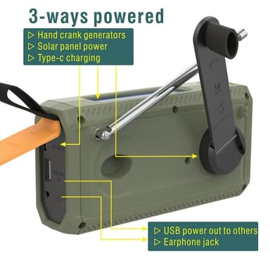 Solar Power Käsikampi DAB FM Radio Taskulamppu 4500mAh Power Bank