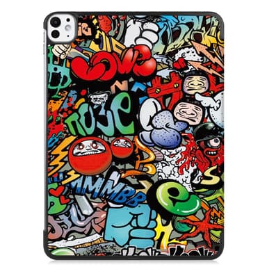 iPad Pro 11 (2024) Kotelo Auto Herää / Nuku Kolminkertainen Taittojalusta Tabletin Suoja - Graffiti