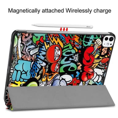 iPad Pro 11 (2024) Kotelo Auto Herää / Nuku Kolminkertainen Taittojalusta Tabletin Suoja - Graffiti