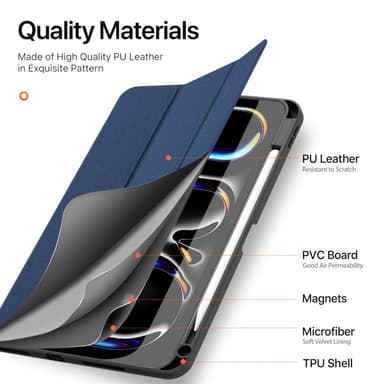 DUX DUCIS Domo iPad Pro 11 (2024) Kolminkertainen jalusta - Sininen