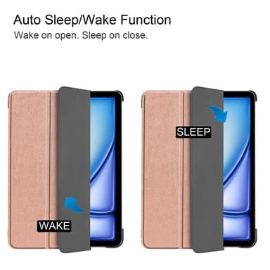 iPad Air 11 (2024) Kotelo Auto Herää / Nuku Kolminkertainen Taittojalusta Tabletin Suoja - RoseGold