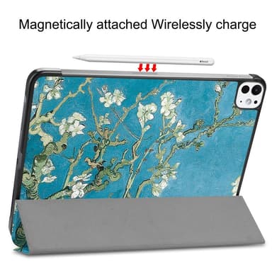 iPad Pro 11 (2024) Kotelo Auto Herää / Nuku Kolminkertainen Taittojalusta Tabletin Suoja - Blossom