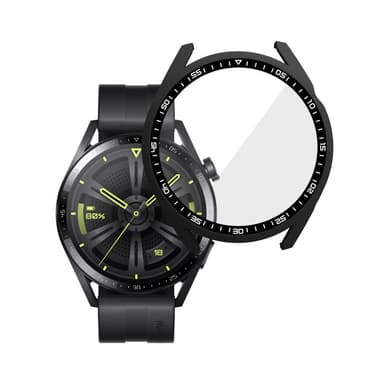 Huawei Watch GT 3 46mm kellon kotelon kehys karkaistulla lasilla musta