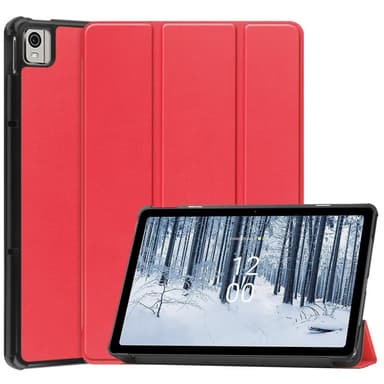 Nokia T21 Tri-fold Stand Wake/Sleep Cover Tablet-kotelo - Punainen