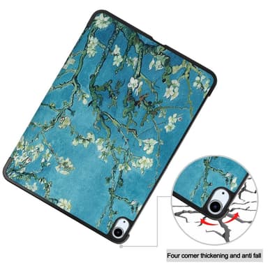 iPad Air 11 (2024) Kotelo Auto Herää / Nuku Kolminkertainen Taittojalusta Tabletin Suoja - Blossom