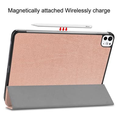 iPad Pro 11 (2024) Kotelo Auto Herää / Nuku Kolminkertainen Taittojalusta Tabletin Suoja - RoseGold