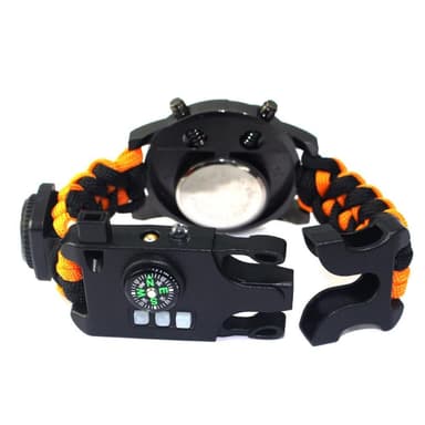 Survival Paracord Rannekoru Light Compass - Punainen/Musta