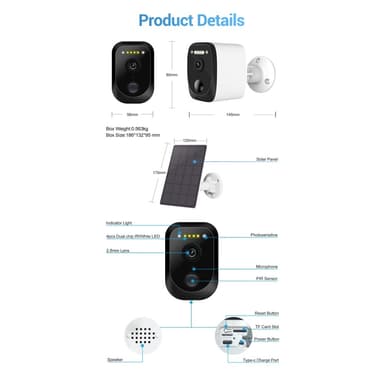 ESCAM QF370 3MP WiFi-kamera PIR Night Vision IP-kamera aurinkopaneeli