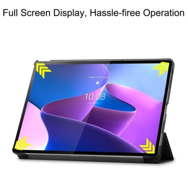 Lenovo Tab P12 Pro Tri-fold Stand Tablet-kotelo - Musta