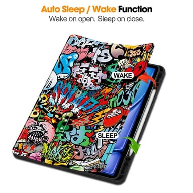 iPad Air 13 (2024) Kolminkertainen Teline Tabletin Suojakuori Kynäpidikkeellä - Graffiti