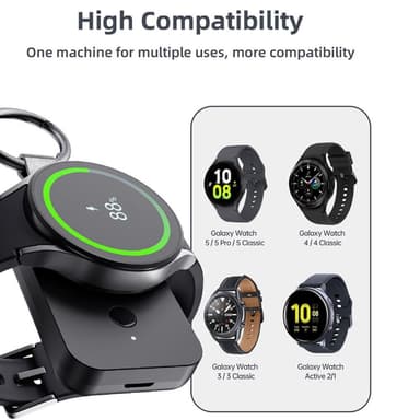 QI-varavirtalähde Samsung Galaxy Watch 5 4 3/Watch 5 Pro/Watch4 Classic/Active2/Gear S2 Classic