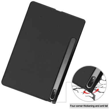 Lenovo Tab P12 Pro Tri-fold Stand Tablet-kotelo - Musta
