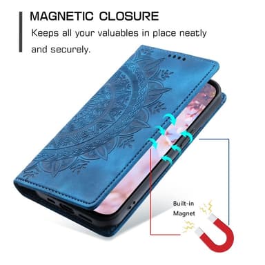 Samsung Galaxy S25 -lompakkokotelon kuoren kuoren Mandala-kukkakuvio