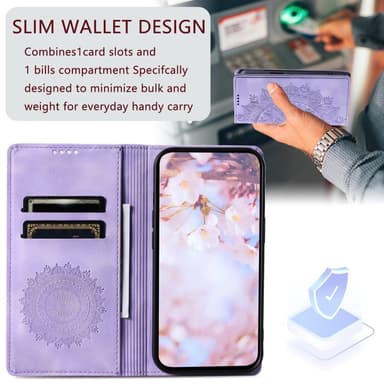 Samsung Galaxy S25 -lompakkokotelon kuoren kuoren Mandala-kukkakuvio