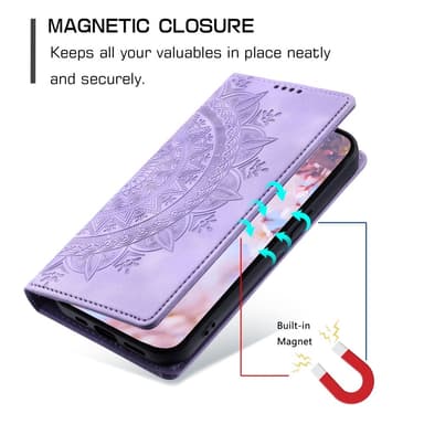 Samsung Galaxy S25 -lompakkokotelon kuoren kuoren Mandala-kukkakuvio