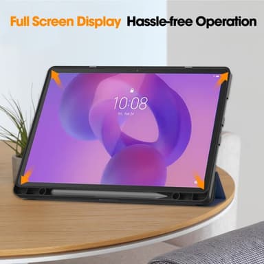 Lenovo Idea Tab Pro Case Tri-Fold jalustan suojus kynätelineellä - Tummansininen