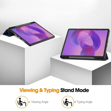 Lenovo Idea Tab Pro Case Tri-Fold jalustan suojus kynätelineellä - Tummansininen