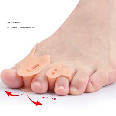 2 Pack kolmireikäinen varvaserotin liukastumista estävä pestävä uudelleen käytettävä Beige