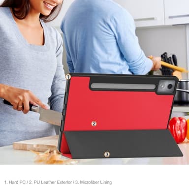 Lenovo Idea Tab Pro Case Tri-Fold jalustan suojus kynätelineellä - Punainen