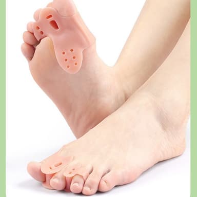 2 Pack kolmireikäinen varvaserotin liukastumista estävä pestävä uudelleen käytettävä Beige