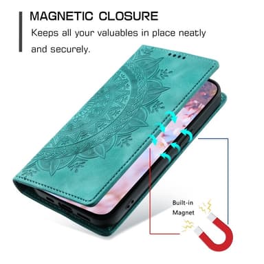 Samsung Galaxy S25 -lompakkokotelon kuoren kuoren Mandala-kukkakuvio