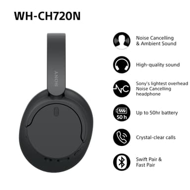 Sony WH-CH720N langattomat around-ear kuulokkeet (musta)