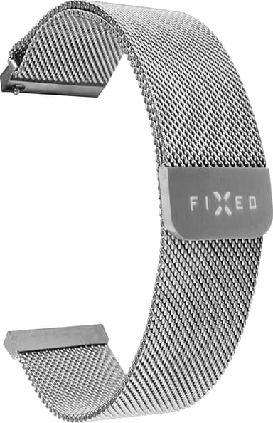 FIXED universaali verkkoranneke älykellolle 20 mm (hopea)