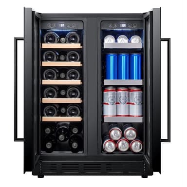 Sisäänrakennettava Viini- ja olutkaappi - Arctic Collection 60 Duo Fullglass Black