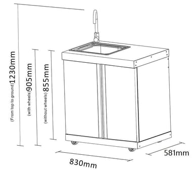 Myoutdoorkitchen - Moduuli tiskipöydällä ja säilytyskaapeilla