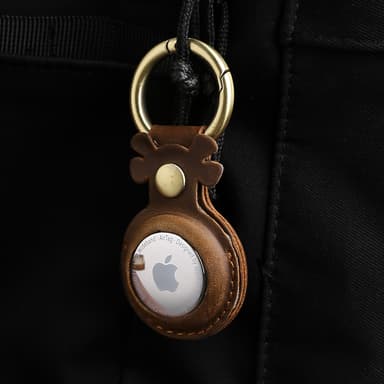 Aito nahkainen AirTag-kotelo Apple AirTagille kahvia