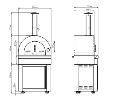 Myoutdoorkitchen - Moduuli puilla lämpiävä pizzauuni - Naples