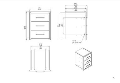 Myoutdoorkitchen - Built-in - Sisäänrakennettava kolmen laatikon laatikosto