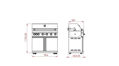 Myoutdoorkitchen - Vapaasti seisova kaasugrilli, 6 poltinta ja infrapunalämmitin