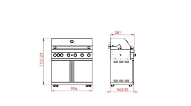 Myoutdoorkitchen - Vapaasti seisova kaasugrilli, 6 poltinta ja infrapunalämmitin