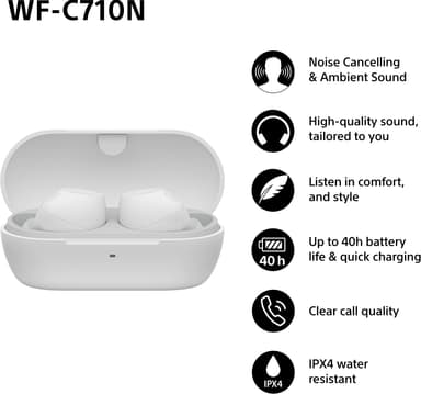 Sony WF-C710N täysin langattomat in-ear kuulokkeet (valkoinen)