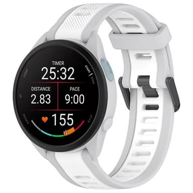 Silikoniranneke Garmin Forerunner 165:lle 22mm - Valkoinen