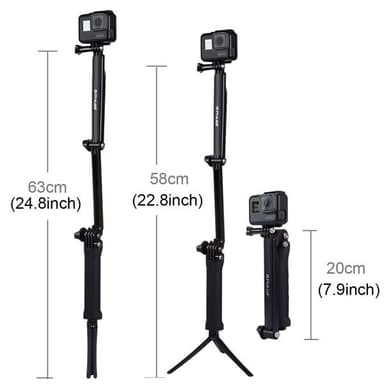 3-tie Selfie Stick GoPro HERO