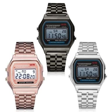 Classic Quartz LED digitaalinen miesten kello ruostumattomasta teräksestä
