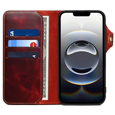Denior lompakkokotelo nahkaa iPhone 16e - Häränverinen