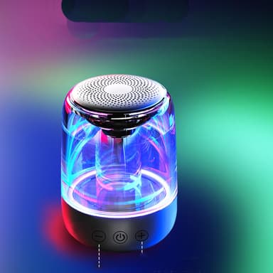 Kannettava Bluetooth 5.3 -kaiutin LED-valolla – läpinäkyvä muotoilu, langaton äänikokemus Musta