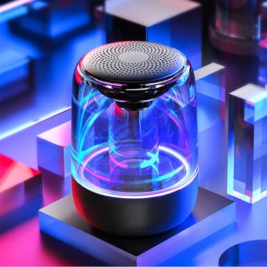 Kannettava Bluetooth 5.3 -kaiutin LED-valolla – läpinäkyvä muotoilu, langaton äänikokemus Musta