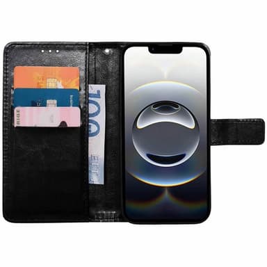 Lompakkokotelo 3-kortti iPhone 16e - Musta