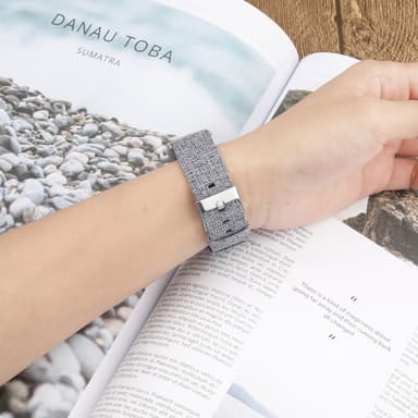 Fitbit Charge 3/4 ranneke kangas harmaa - L
