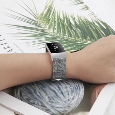 Fitbit Charge 3/4 ranneke kangas harmaa - L