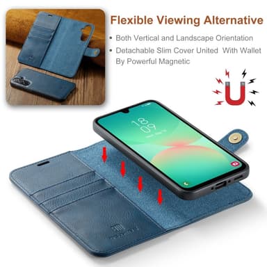 DG MING Samsung A26 5G 2-in-1 Magneetti Lompakkokotelo - Sininen