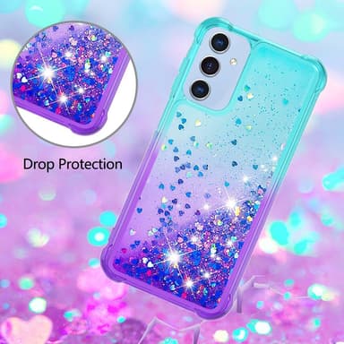 SKALO Samsung A26 5G Hiekka Glitteri Suojakuori - Turkoosi-Violetti