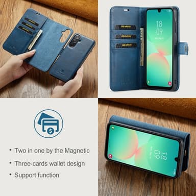 DG MING Samsung A26 5G 2-in-1 Magneetti Lompakkokotelo - Sininen